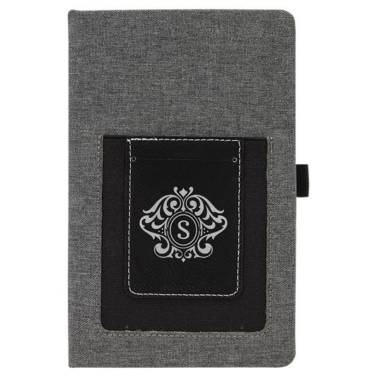 Gray with Black/Silver Canvas Journal with Leatherette Phone Pouch