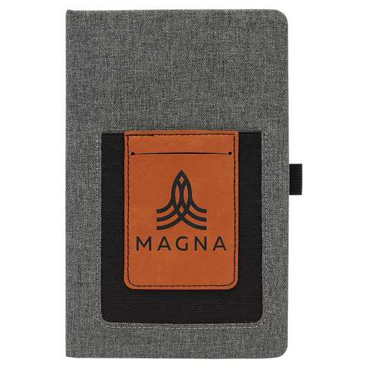 Gray with Rawhide Canvas Journal with Leatherette Phone Pouch