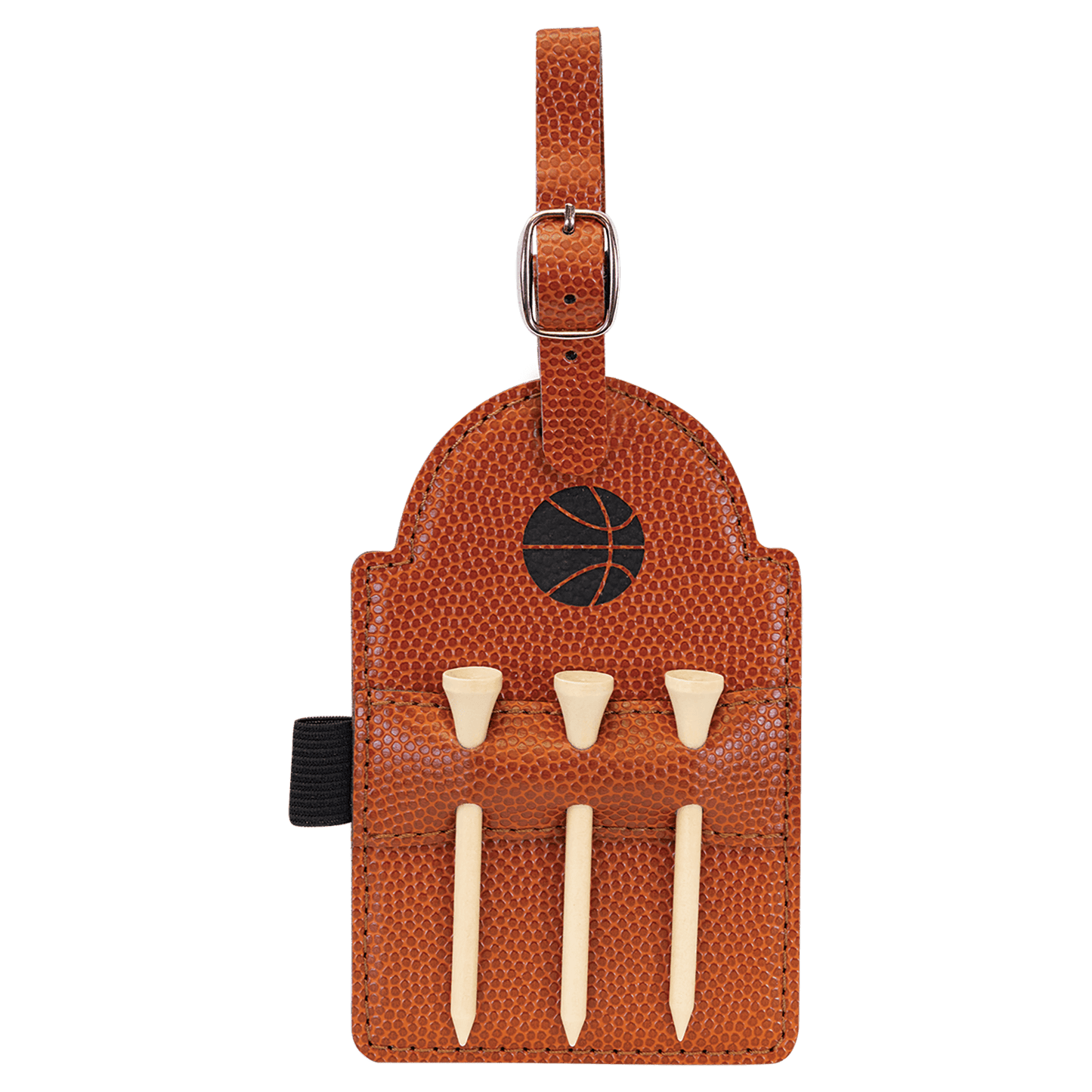 Leatherette Golf Bag Tag with Wooden Tees