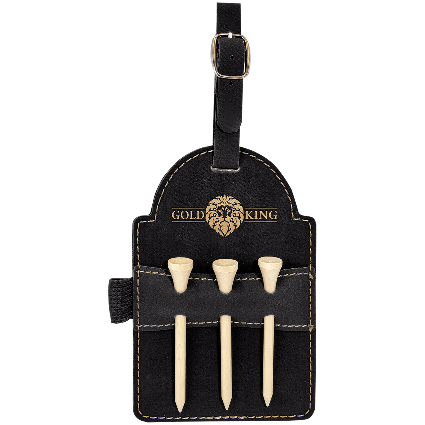 Leatherette Golf Bag Tag with Wooden Tees