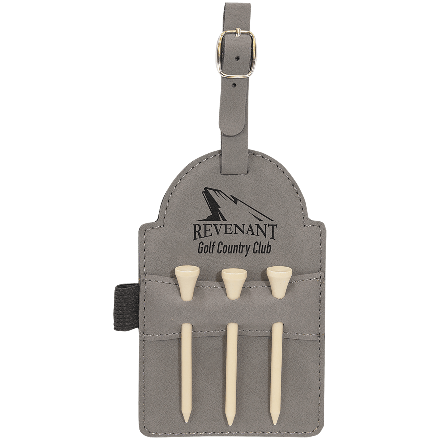 Leatherette Golf Bag Tag with Wooden Tees