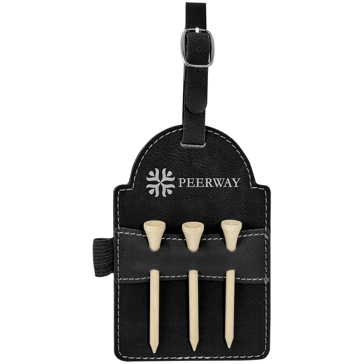 Leatherette Golf Bag Tag with Wooden Tees