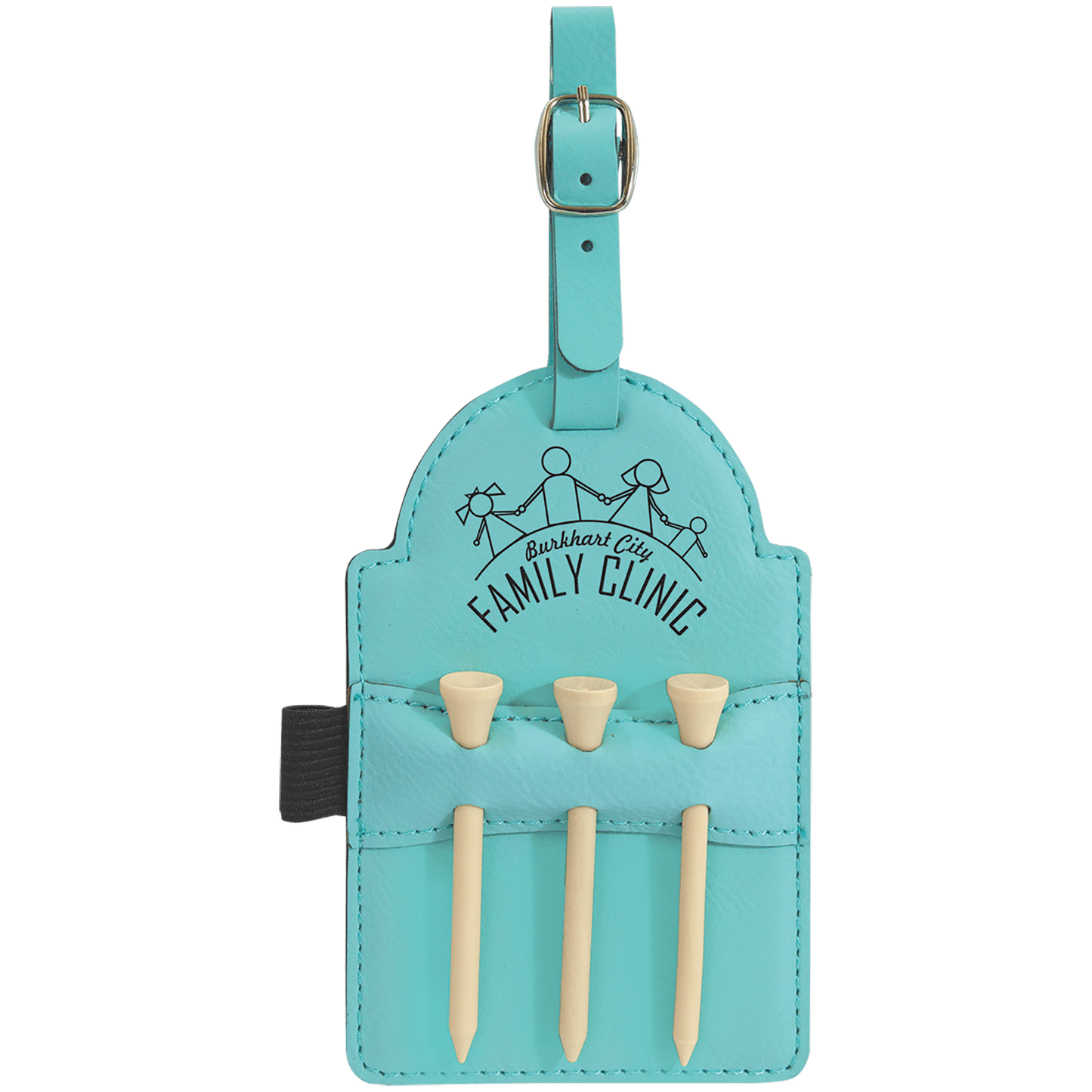 Leatherette Golf Bag Tag with Wooden Tees