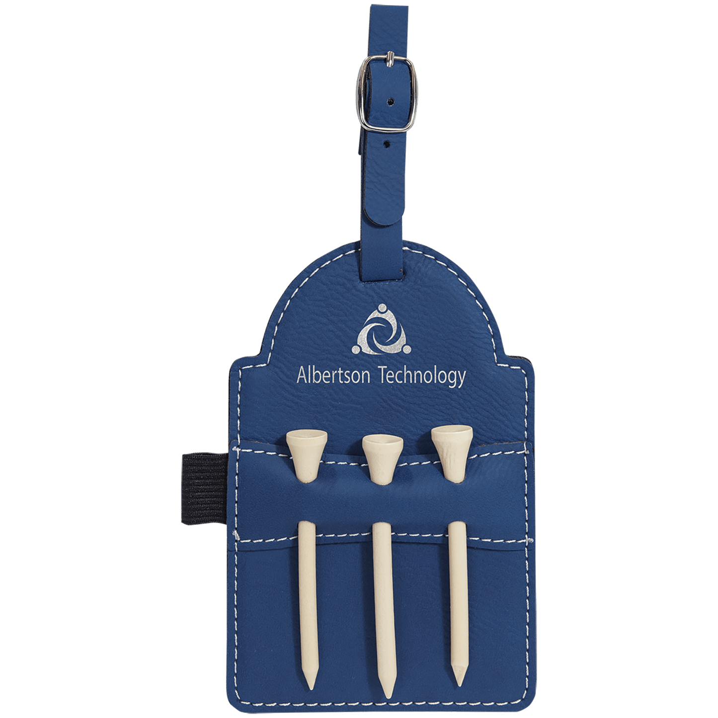 Leatherette Golf Bag Tag with Wooden Tees