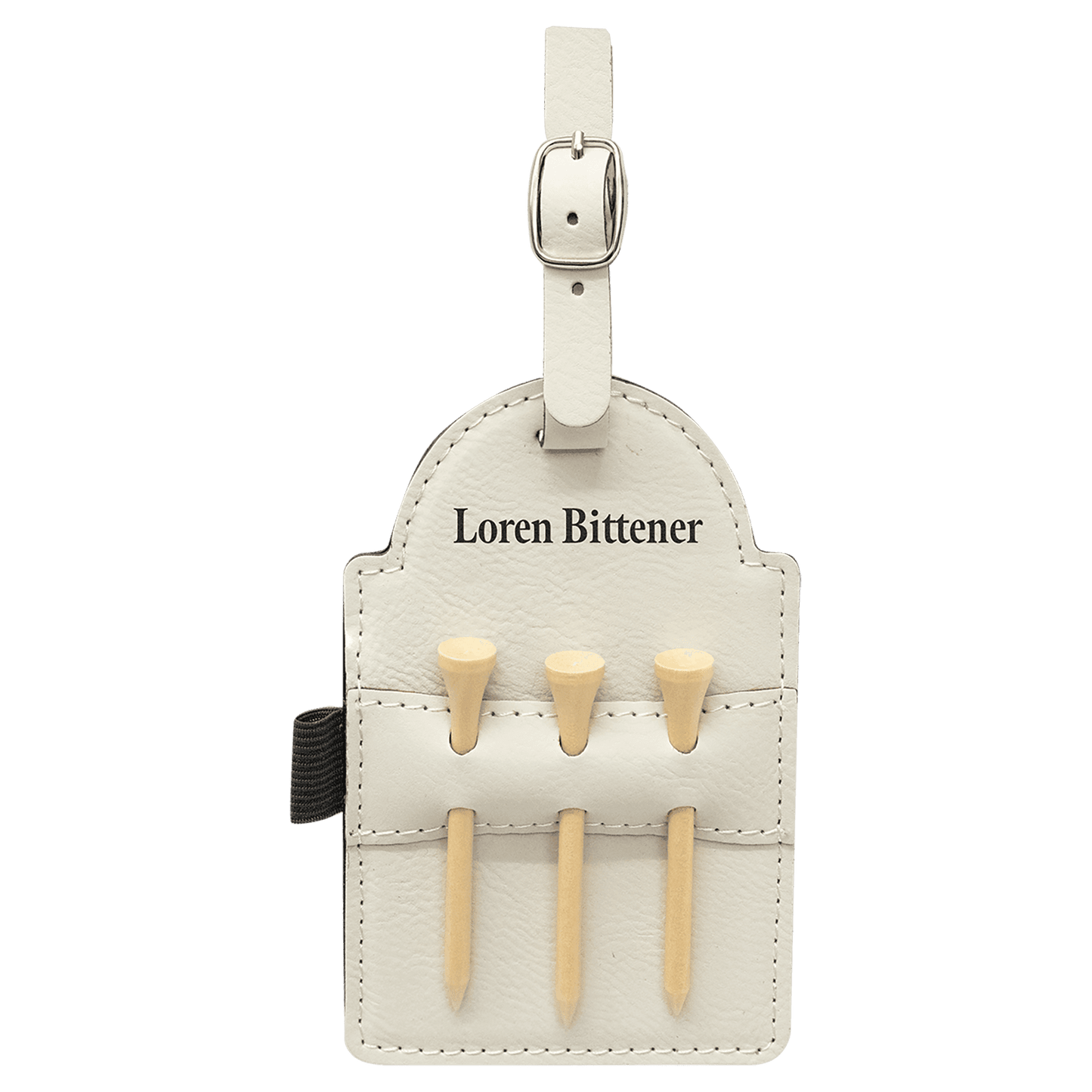 Leatherette Golf Bag Tag with Wooden Tees