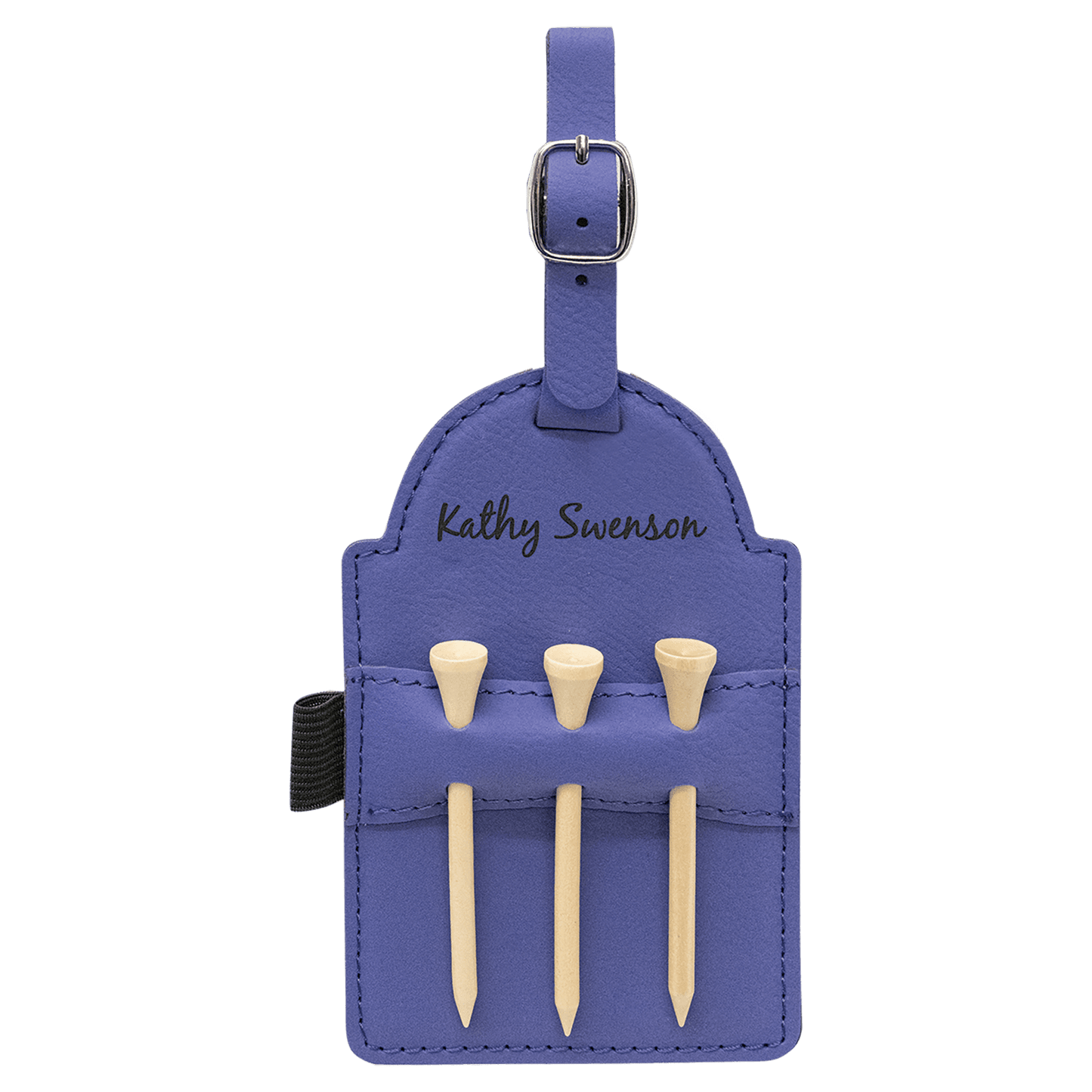 Leatherette Golf Bag Tag with Wooden Tees