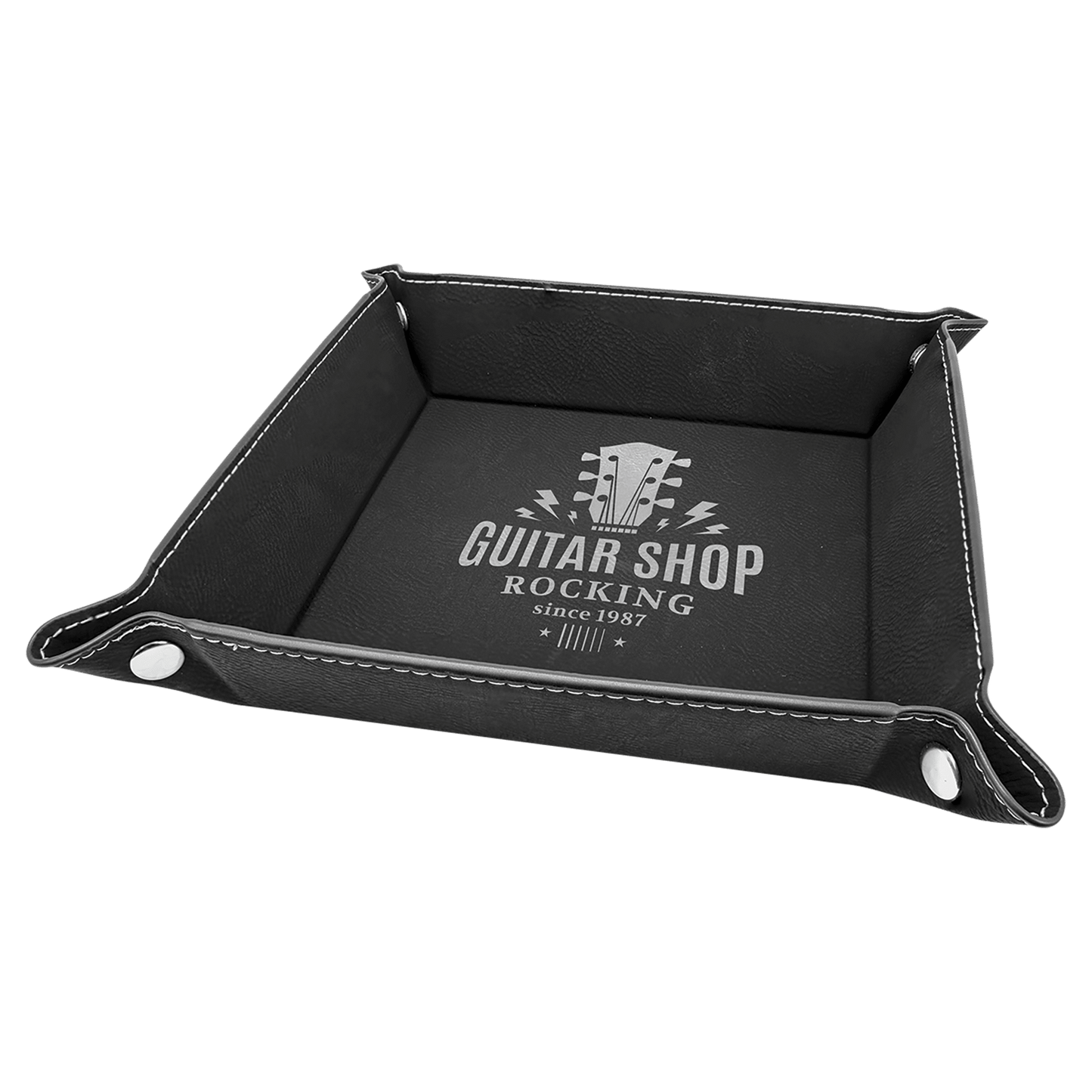 Leatherette Folding Tray with Silver Snaps