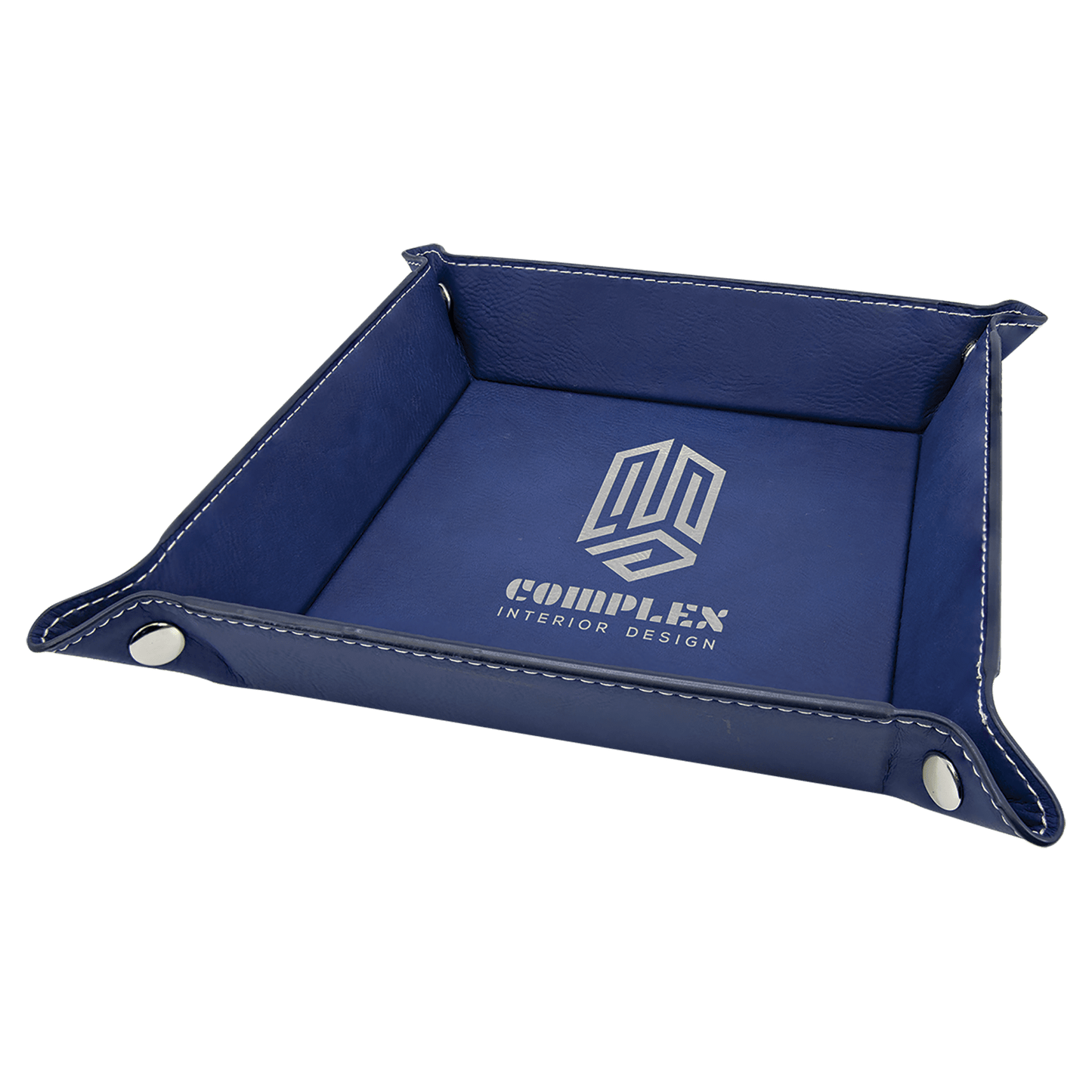 Leatherette Folding Tray with Silver Snaps