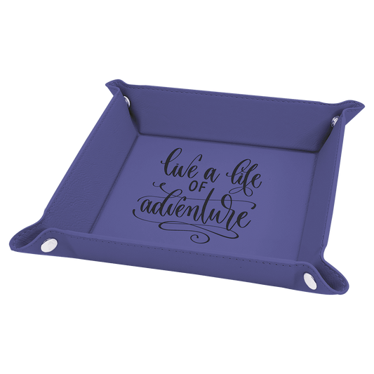 Leatherette Folding Tray with Silver Snaps