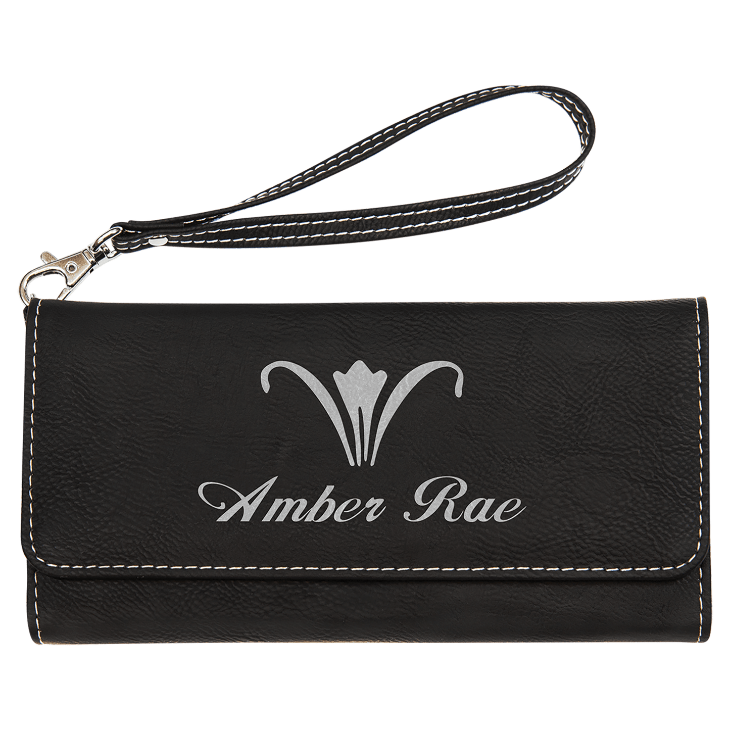 Lasered Leatherette Wallet with Wrist Strap