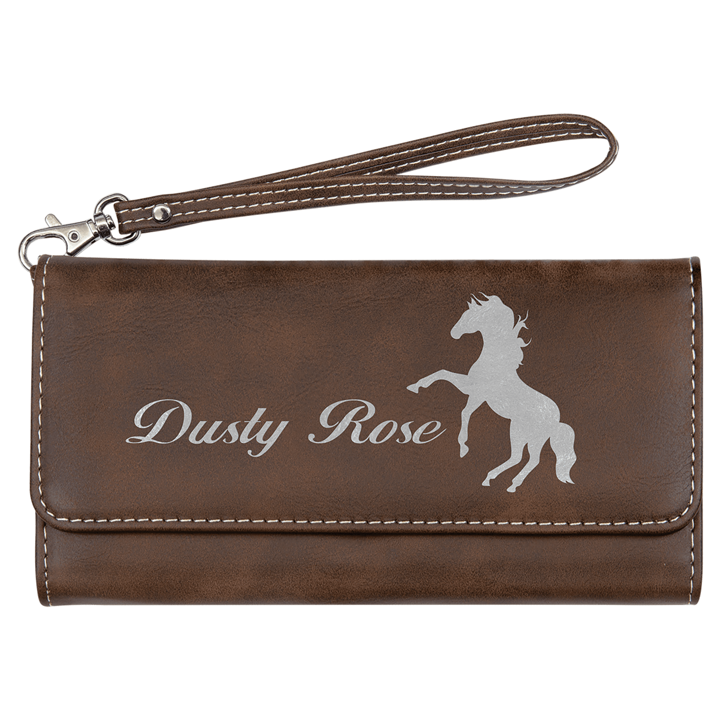 Lasered Leatherette Wallet with Wrist Strap