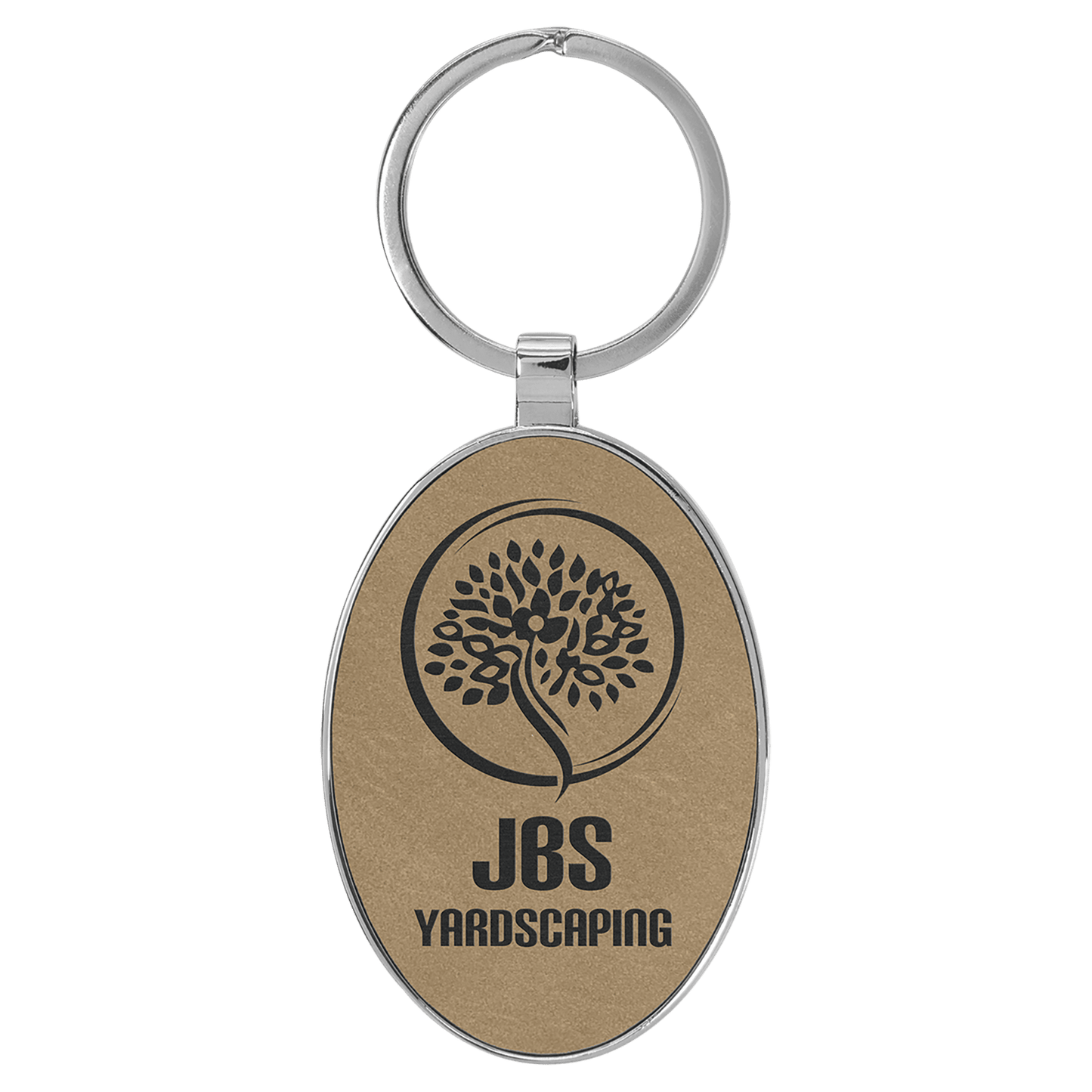 Lasered Leatherette/Metal Keychain