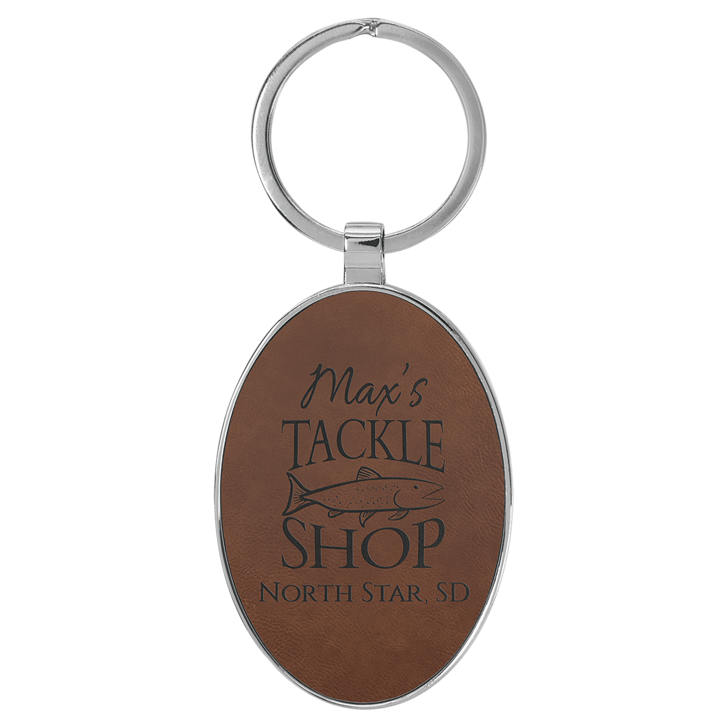 Lasered Leatherette/Metal Keychain