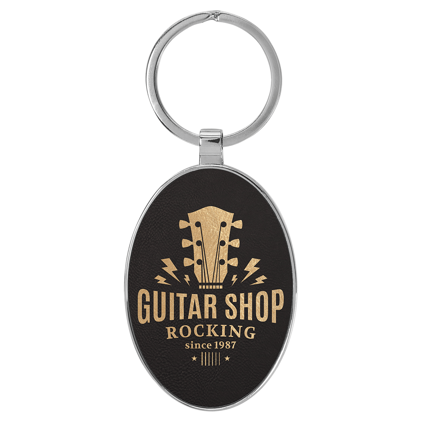 Lasered Leatherette/Metal Keychain