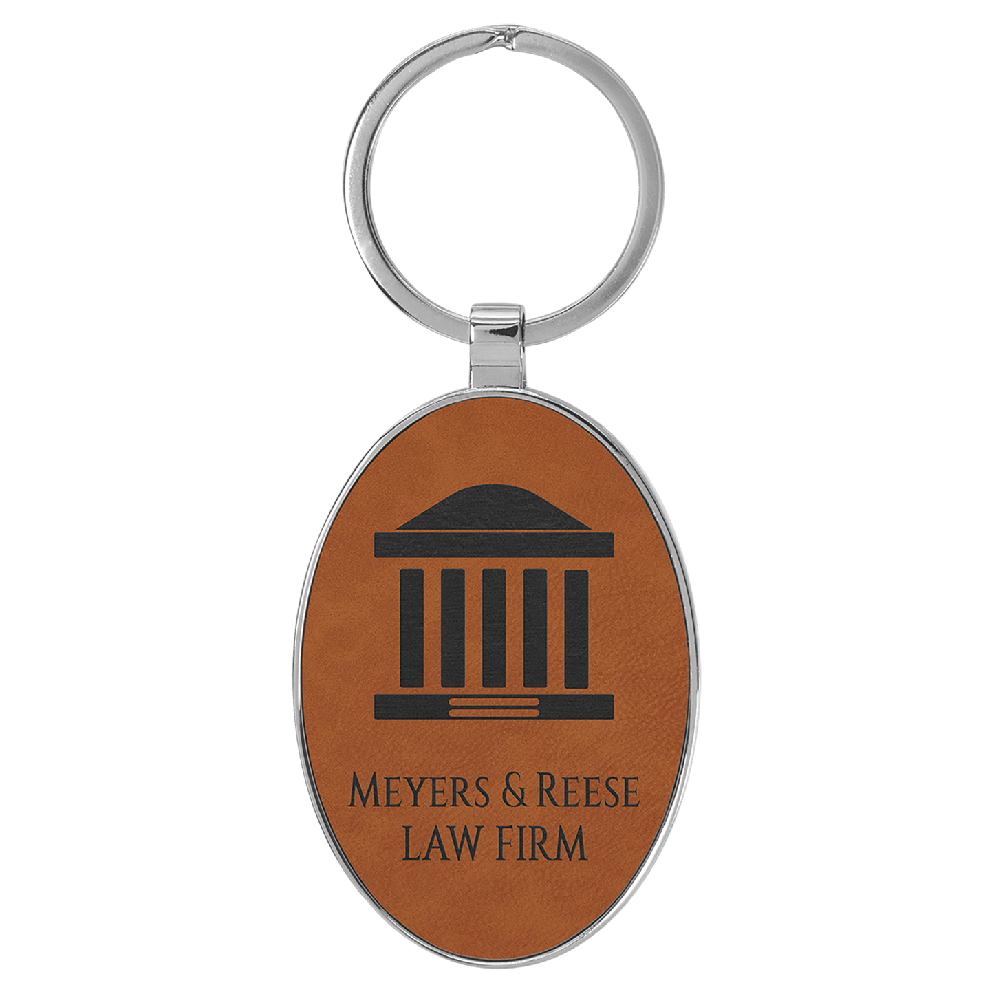 Lasered Leatherette/Metal Keychain