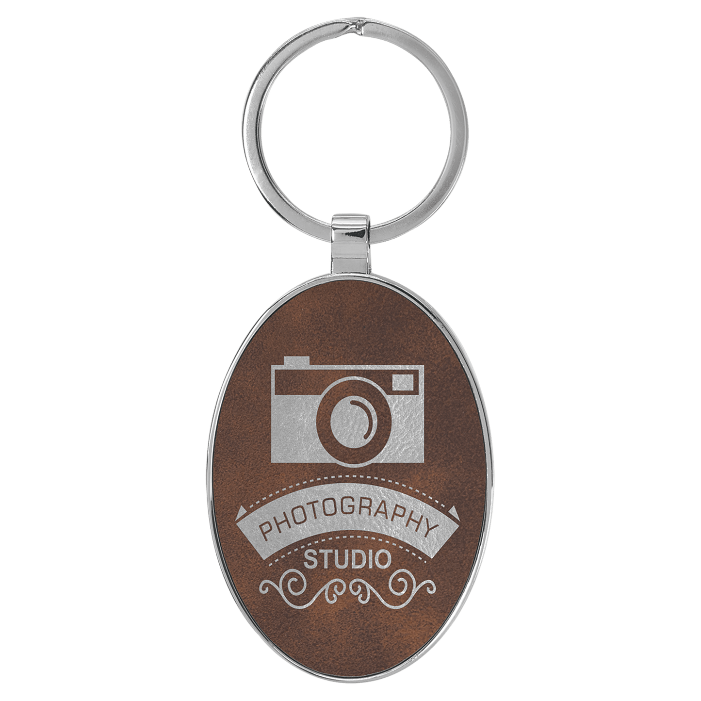 Lasered Leatherette/Metal Keychain