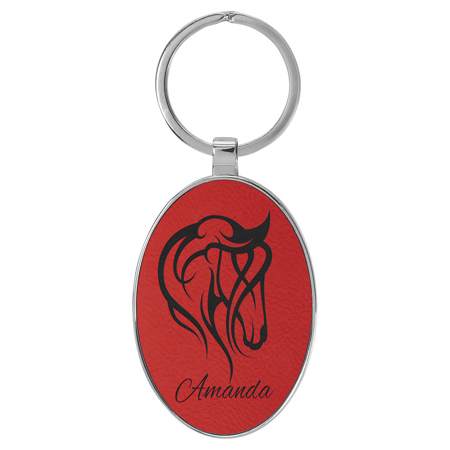 Lasered Leatherette/Metal Keychain