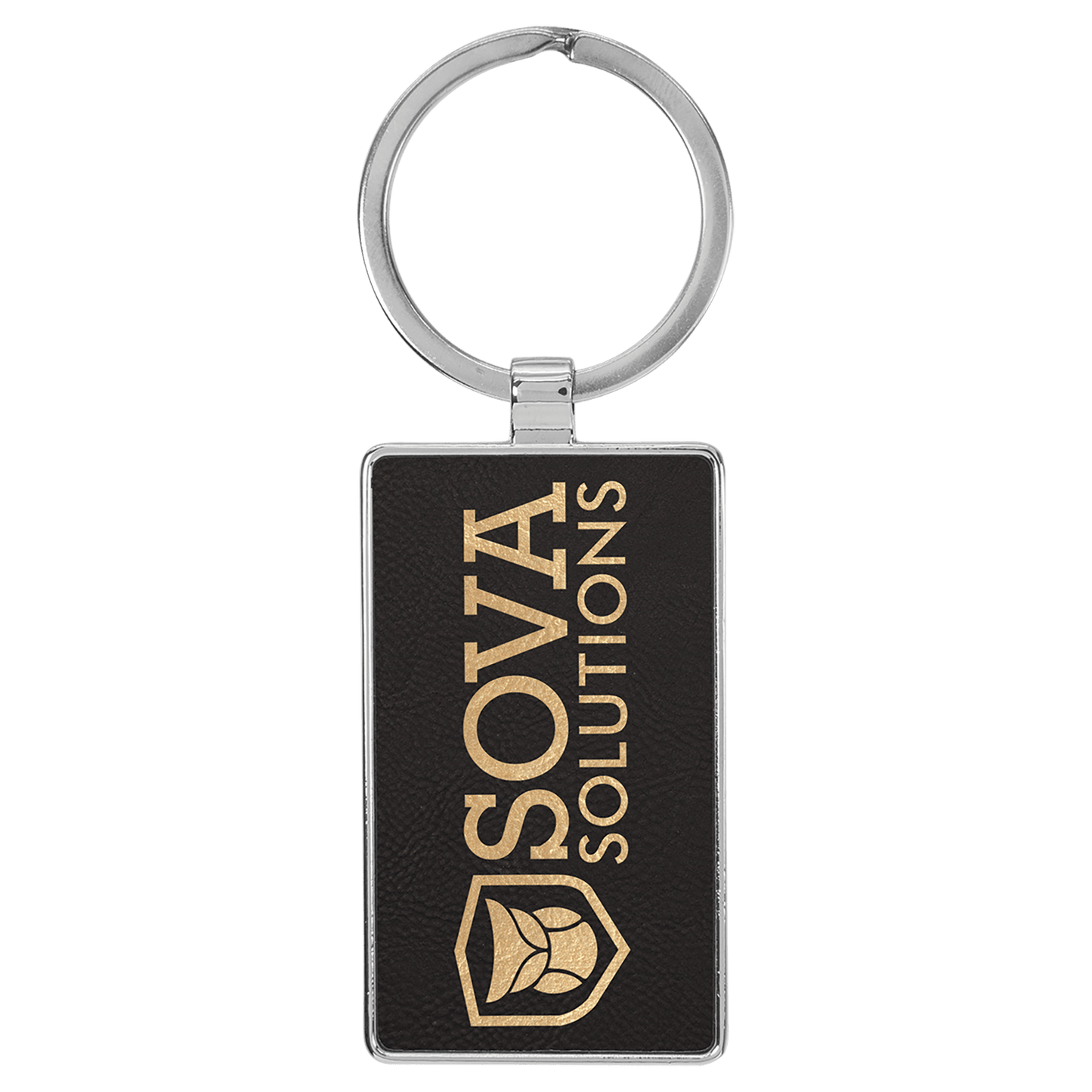 Lasered Leatherette/Metal Keychain