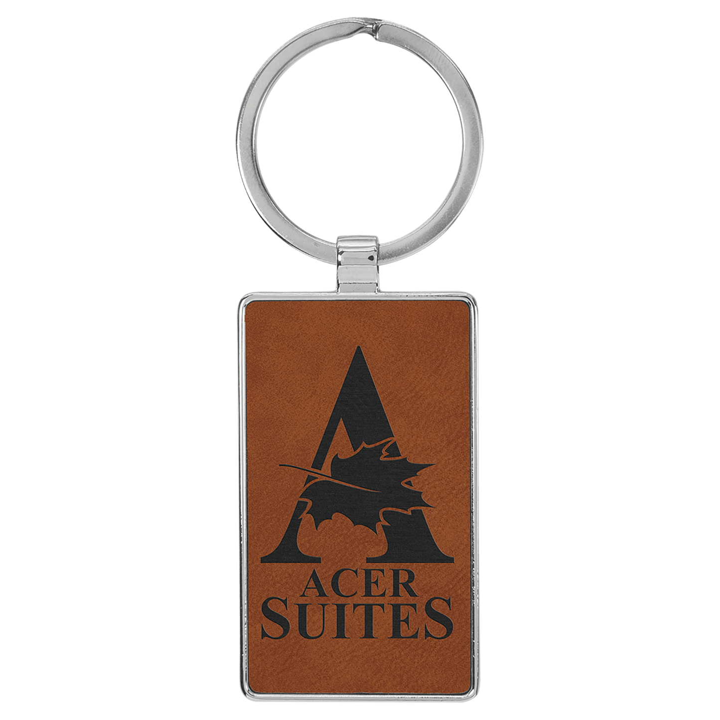 Lasered Leatherette/Metal Keychain