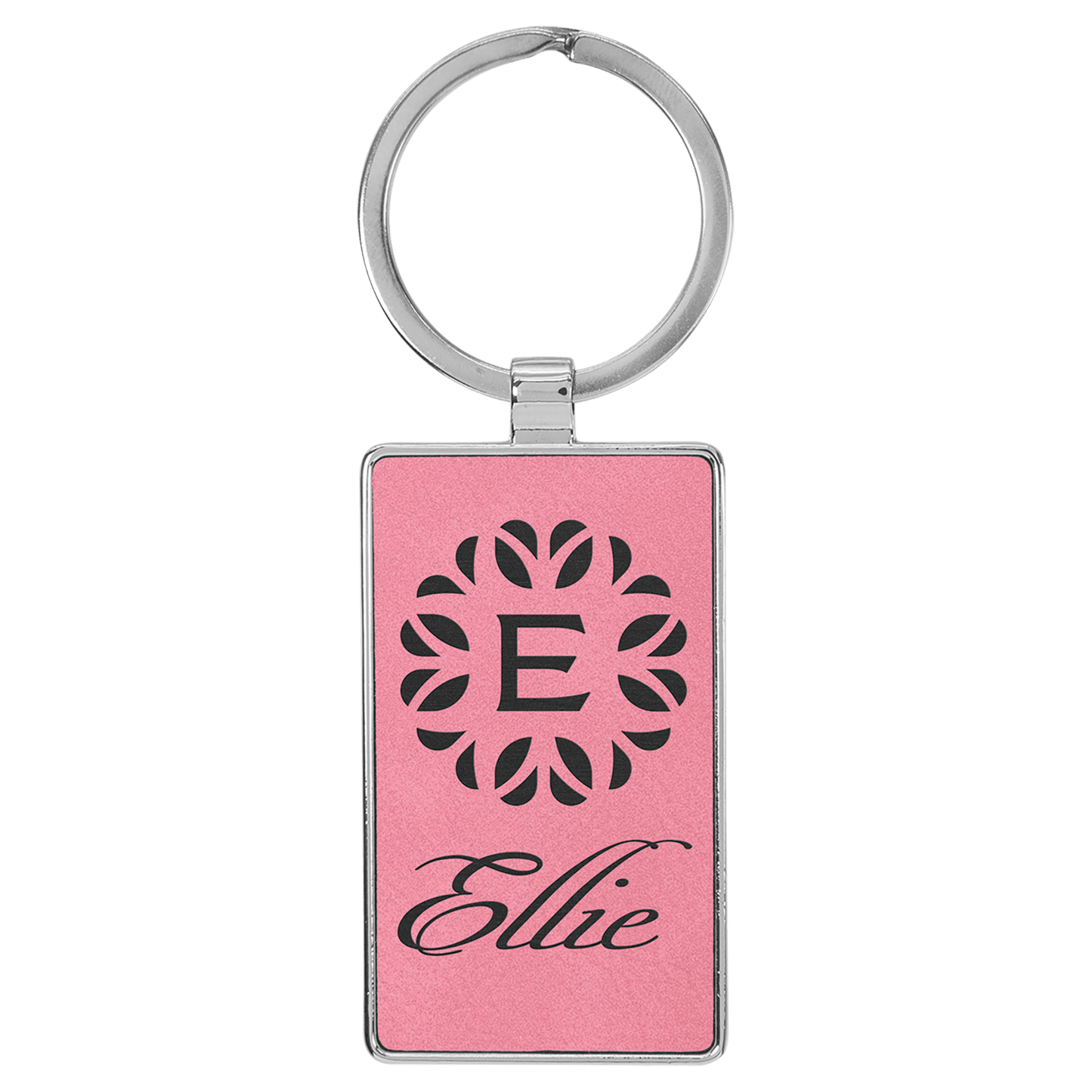 Lasered Leatherette/Metal Keychain