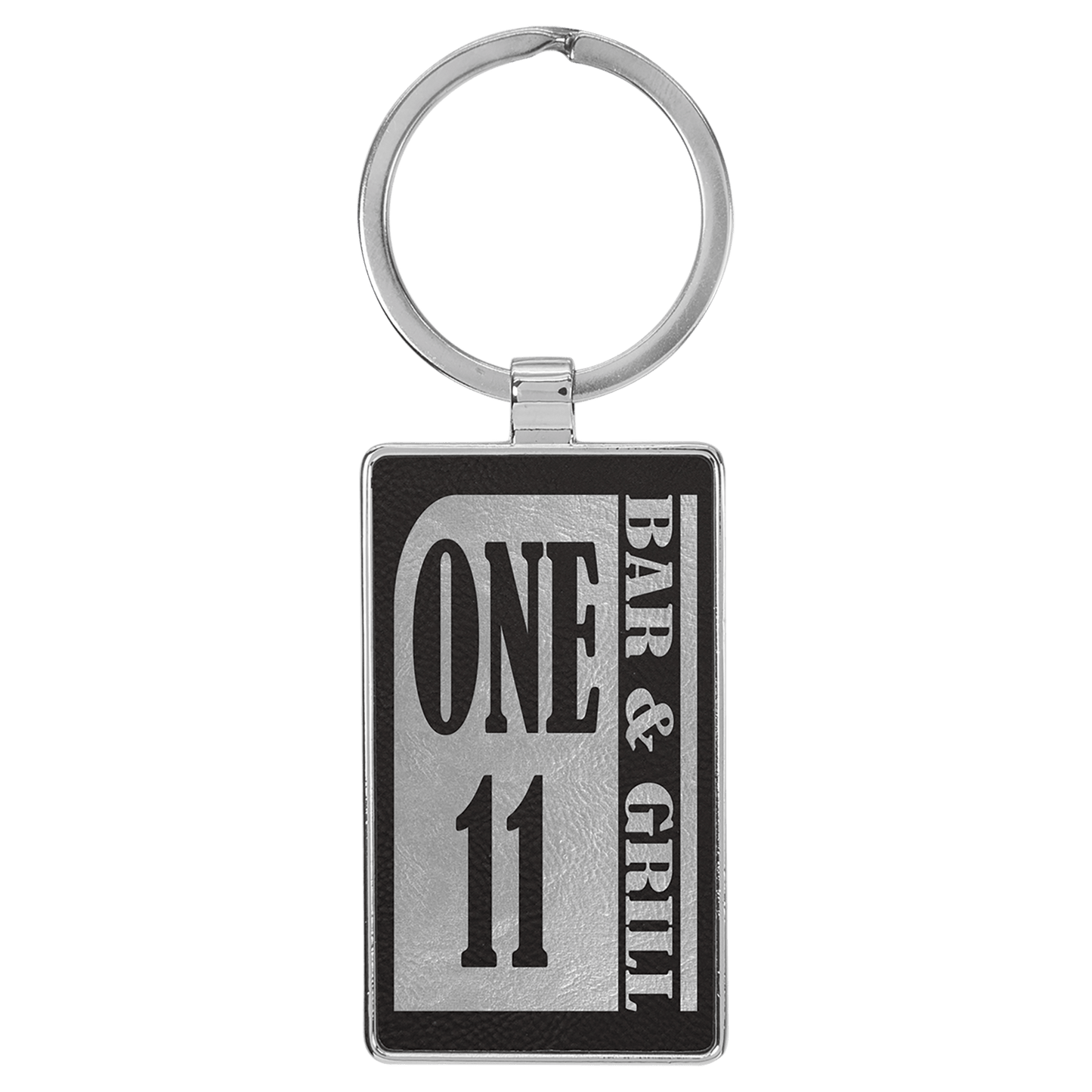 Lasered Leatherette/Metal Keychain