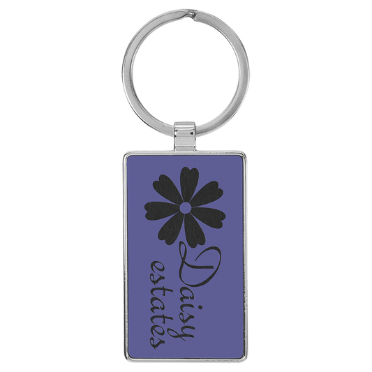 Lasered Leatherette/Metal Keychain