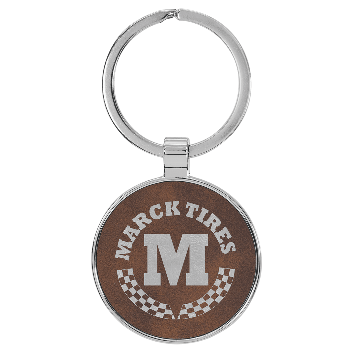 Lasered Leatherette/Metal Keychain