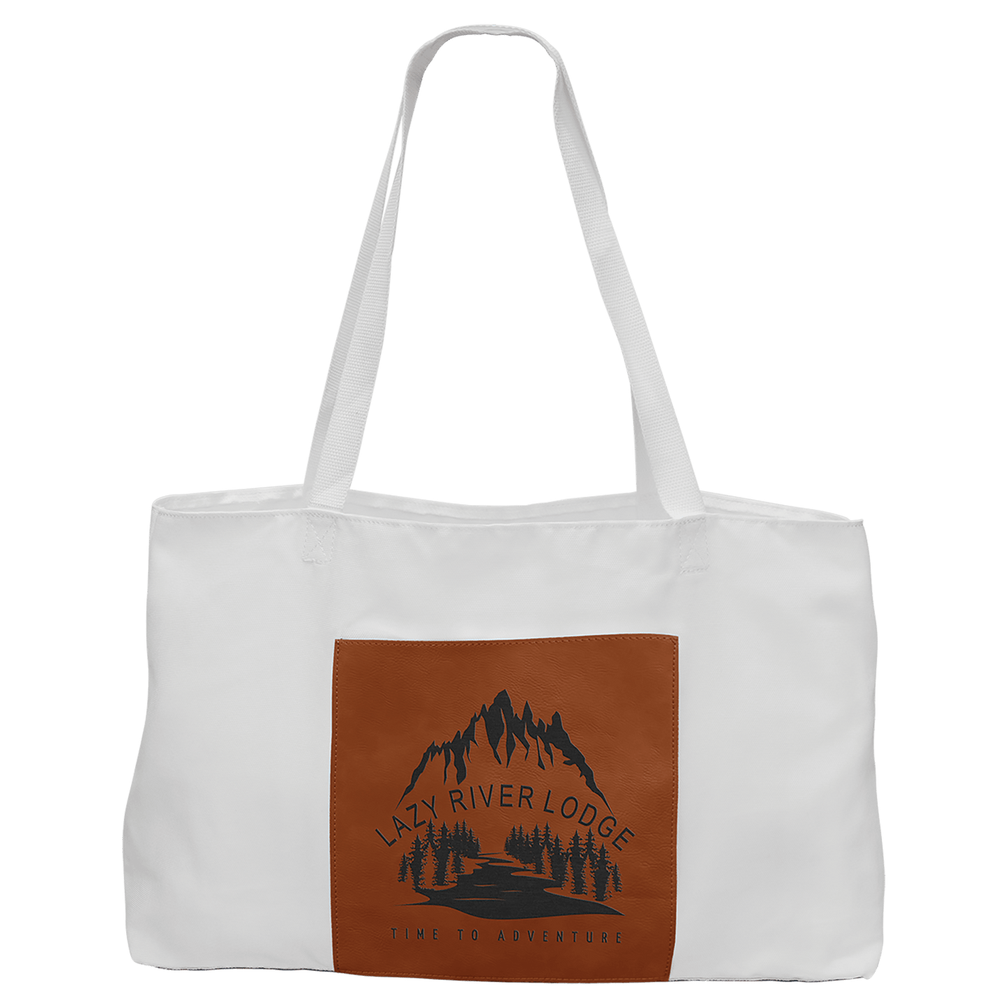 White Canvas Bag with 5" Gusset and Leatherette Trim