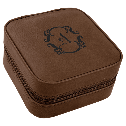 Leatherette Travel Jewelry Box with Black Lining