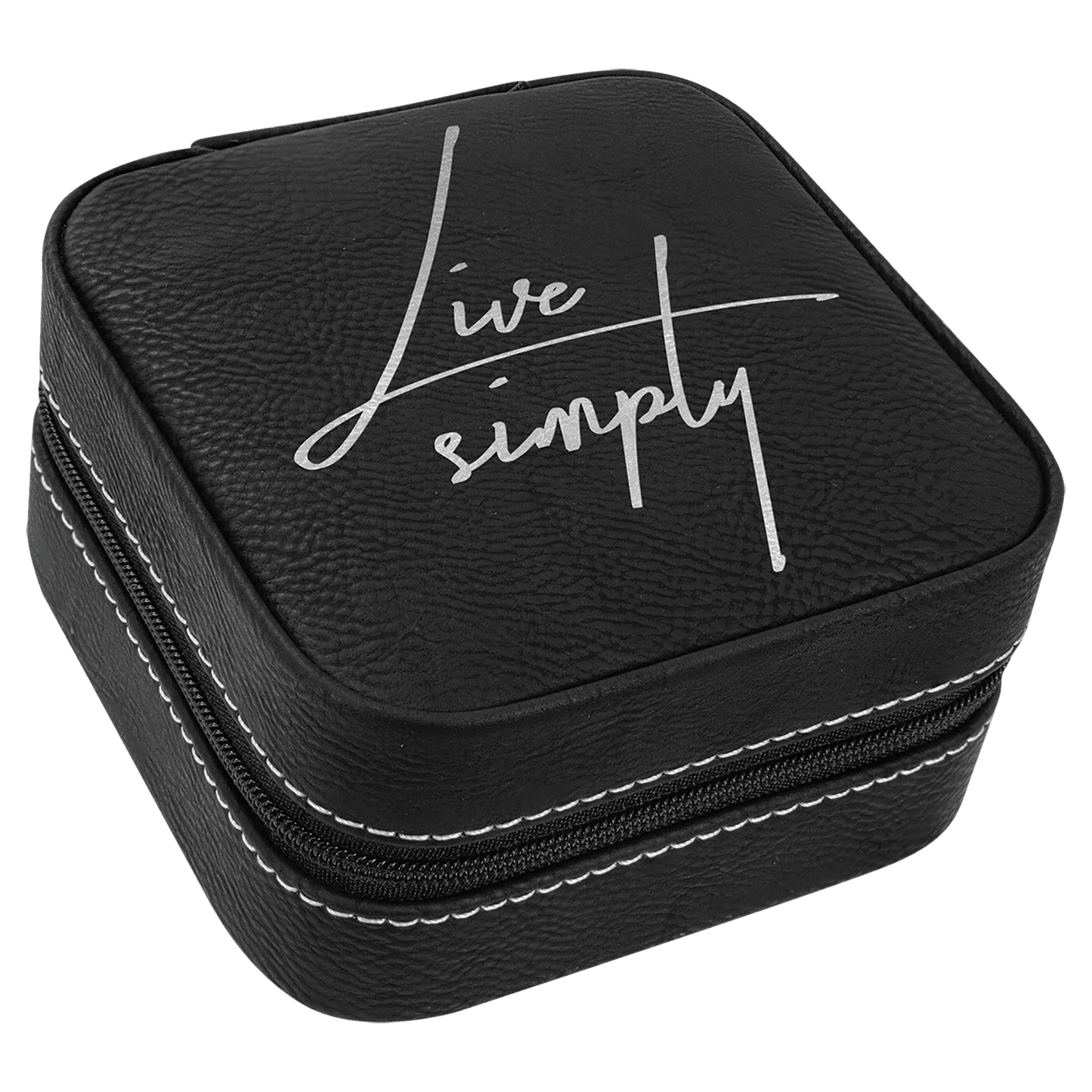 Leatherette Travel Jewelry Box with Black Lining