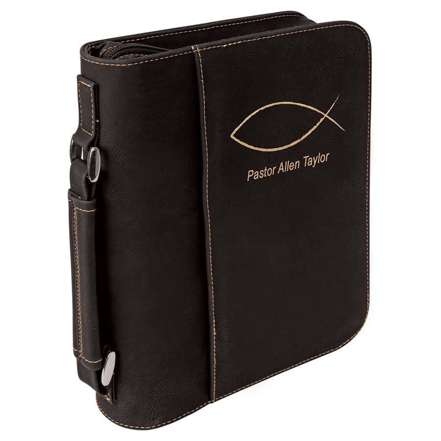 Leatherette Book/Bible Cover with Zipper and Handle