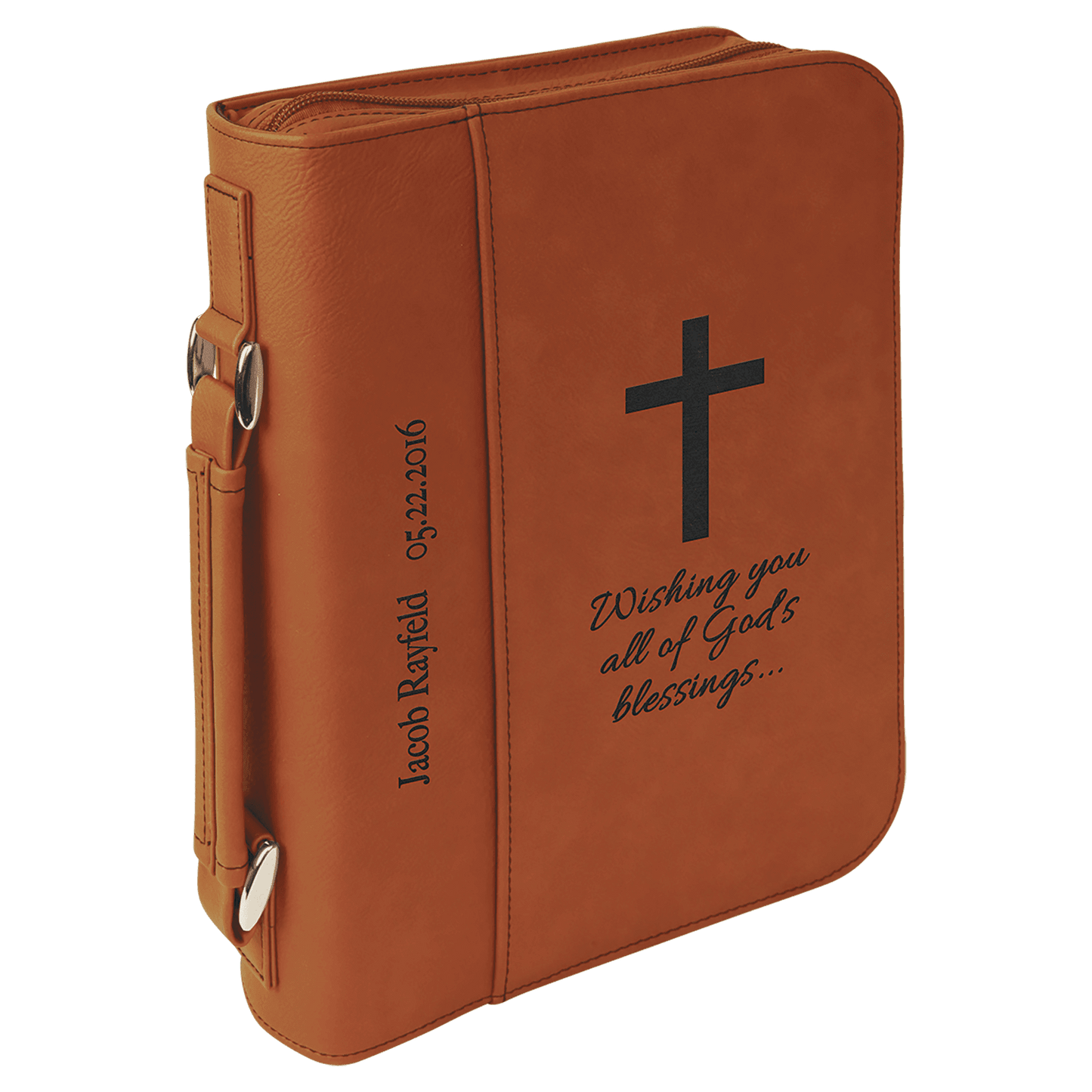 Leatherette Book/Bible Cover with Zipper and Handle