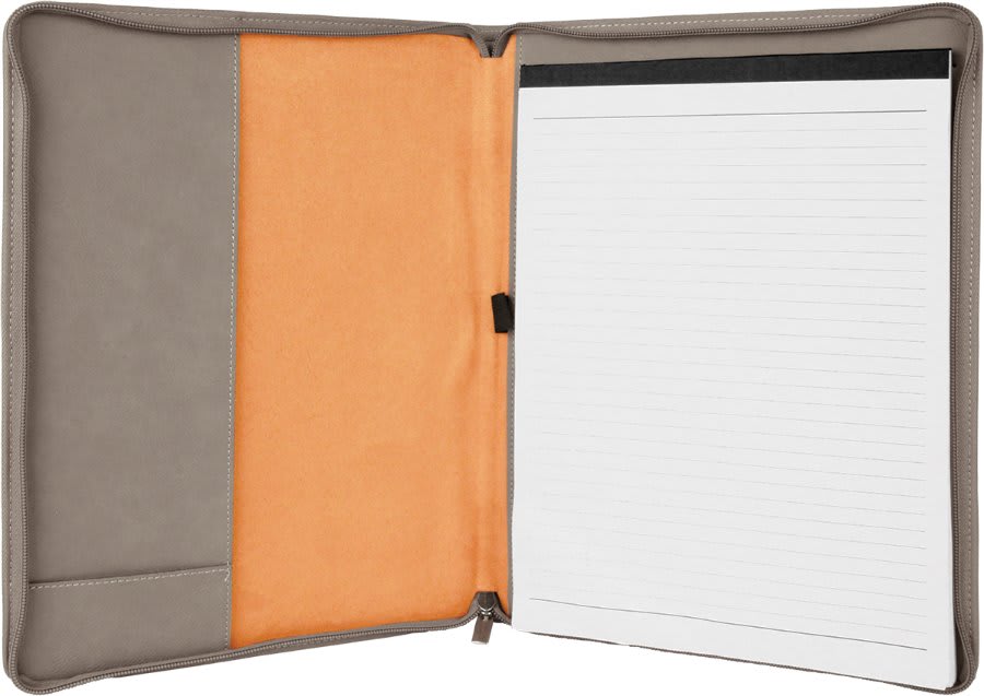 Leatherette Portfolio with Zipper and Notepad