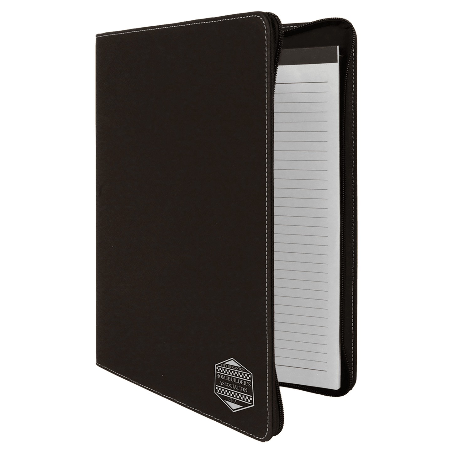 Leatherette Portfolio with Zipper and Notepad