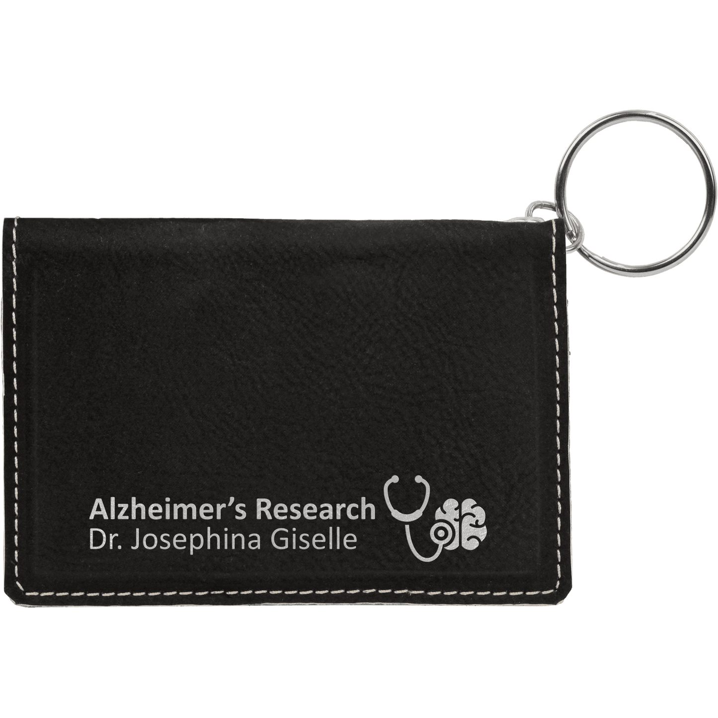 Leatherette ID Holder with Keychain