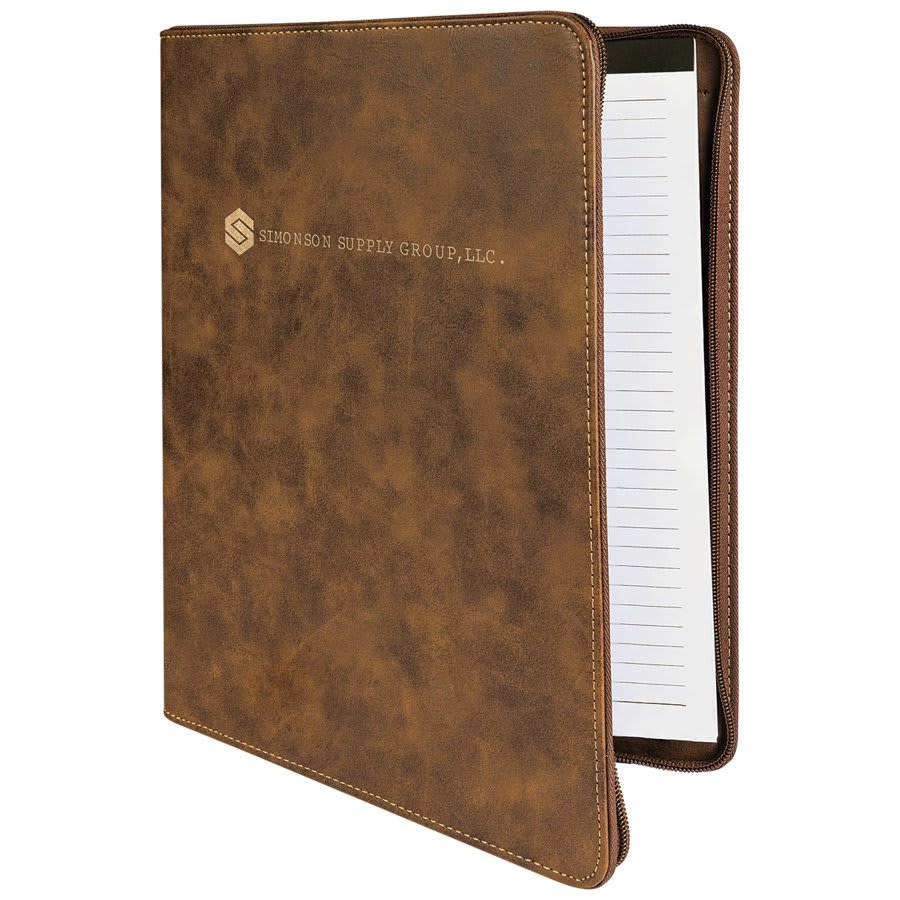 Leatherette Portfolio with Zipper and Notepad