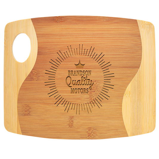 Bamboo Two Tone Cutting Board with Handle