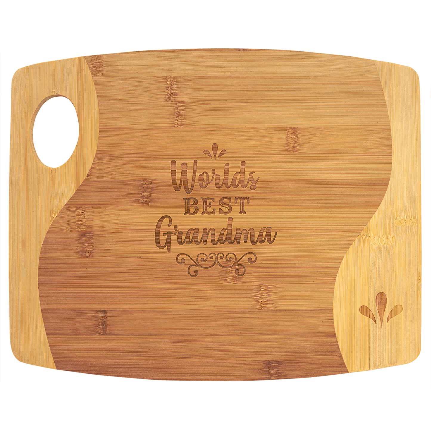 Bamboo Two Tone Cutting Board with Handle