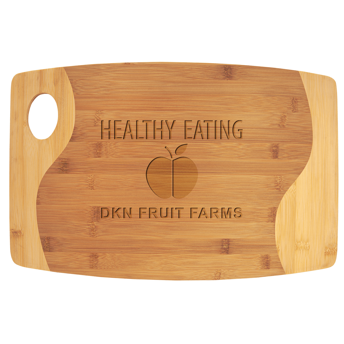 Bamboo Two Tone Cutting Board with Handle