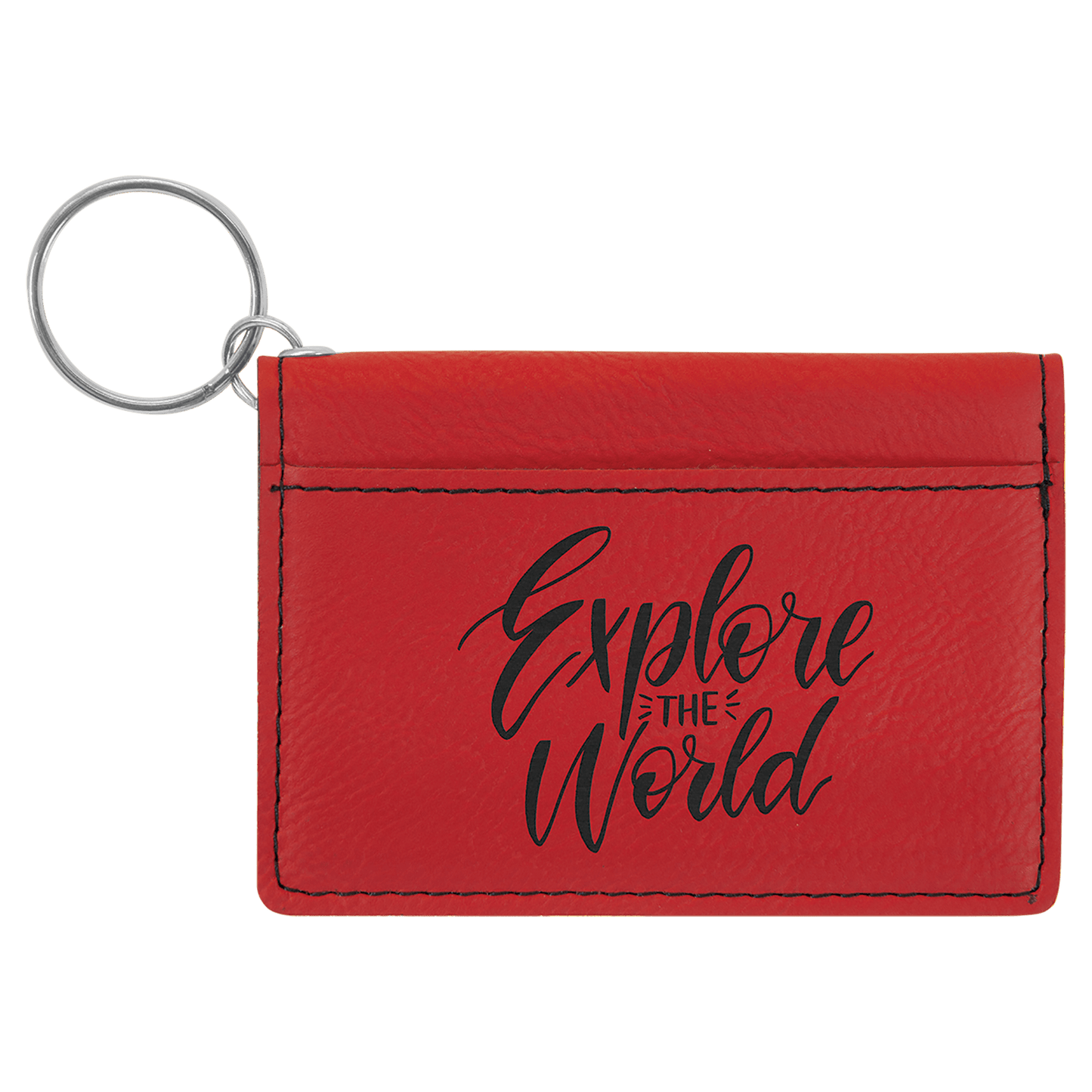 Leatherette ID Holder with Keychain