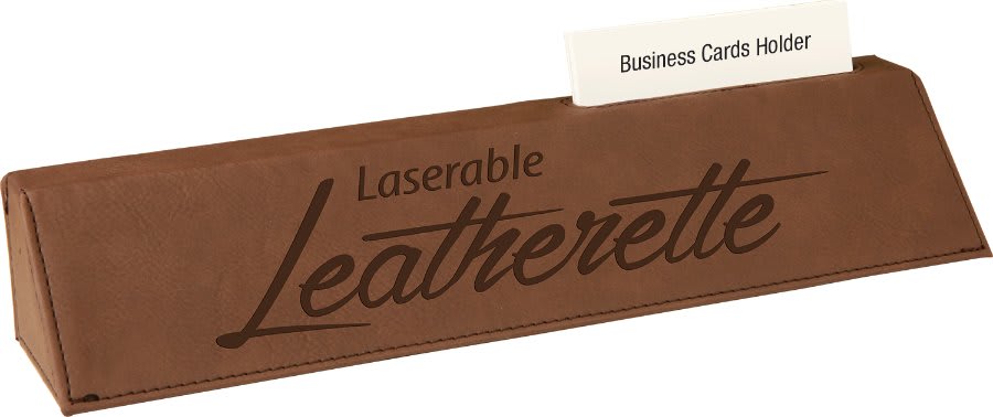 Laserable Leatherette Desk Wedge with Business Card Holder