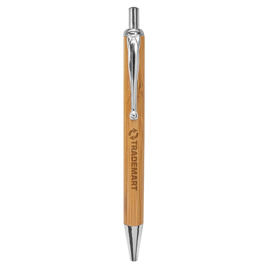 Genuine Bamboo Ballpoint Pen with Silver Trim