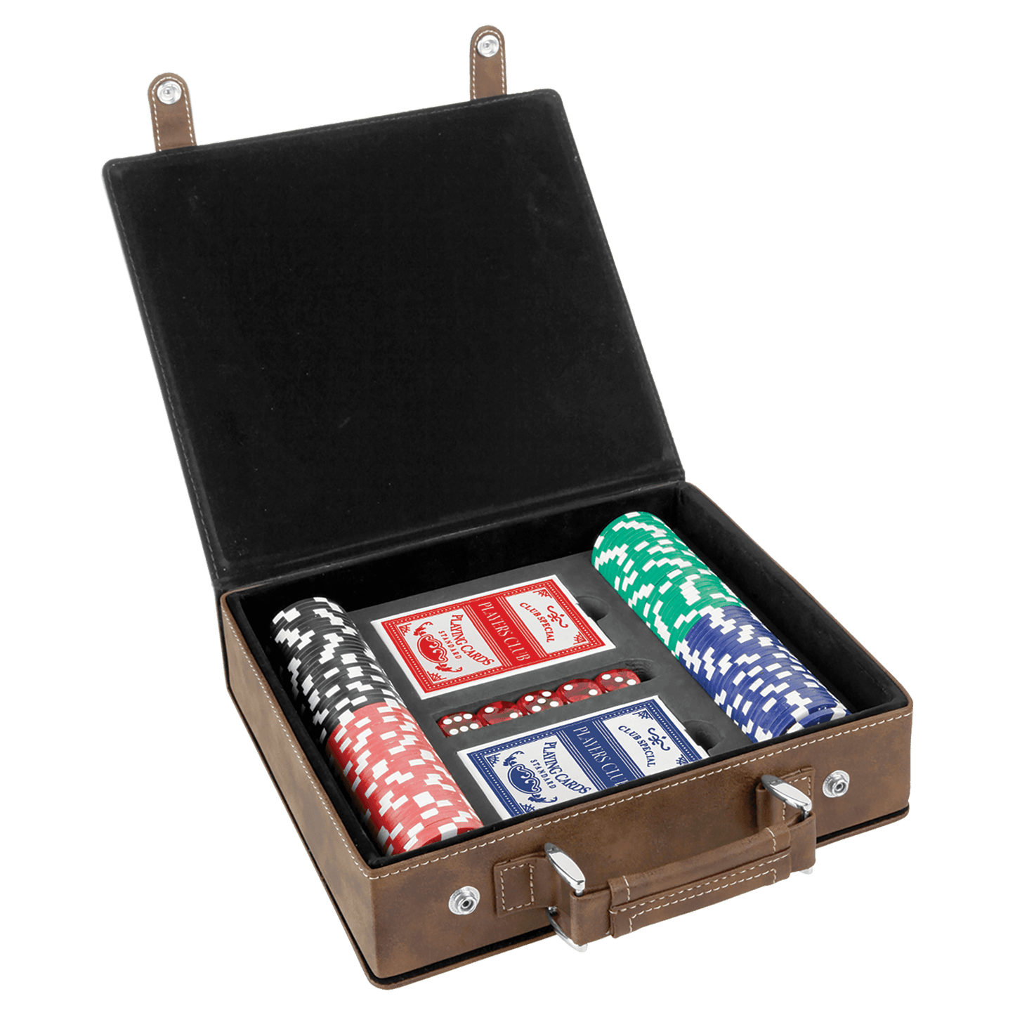 Leatherette Poker Set with 100 Chips, 2 Decks of Card & 5 Dice