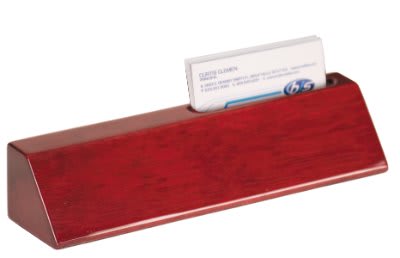 Wooden Desk Wedge with Business Card Holder