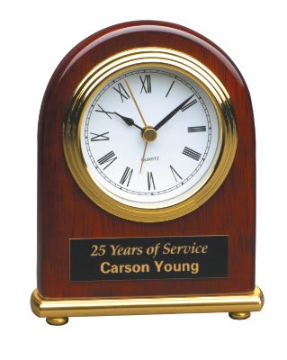 Rosewood Piano Finish Arch Desk Clock