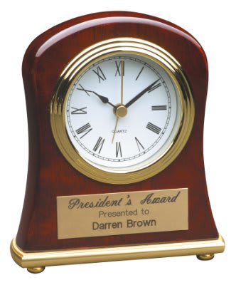 Rosewood Piano Finish Bell Shaped Desk Clock