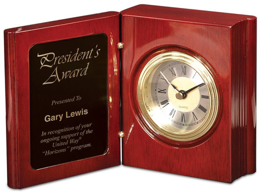 Rosewood Piano Finish Book Clock