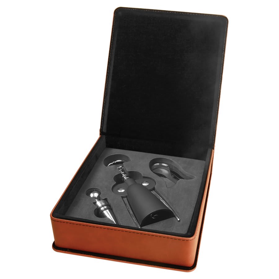 Laserable Leatherette 3-Piece Wine Tool Gift Set